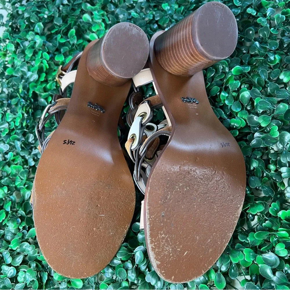 Coach Women's Sandals in Brown, Cream, and White